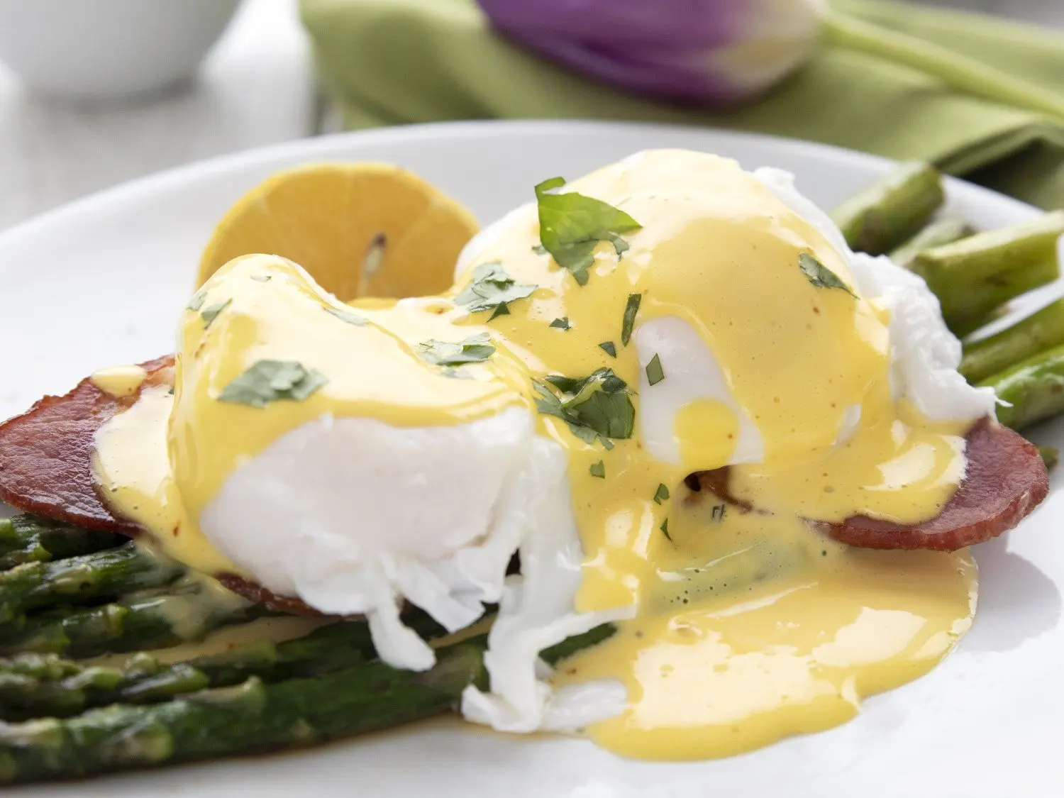 Asparagus Eggs Benedict with Canadian Bacon