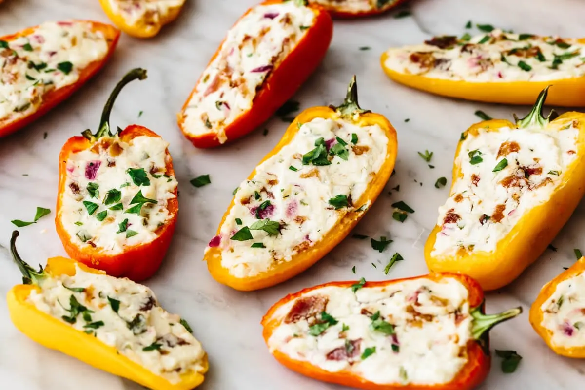 Bacon and Goat Cheese Stuffed Mini Peppers