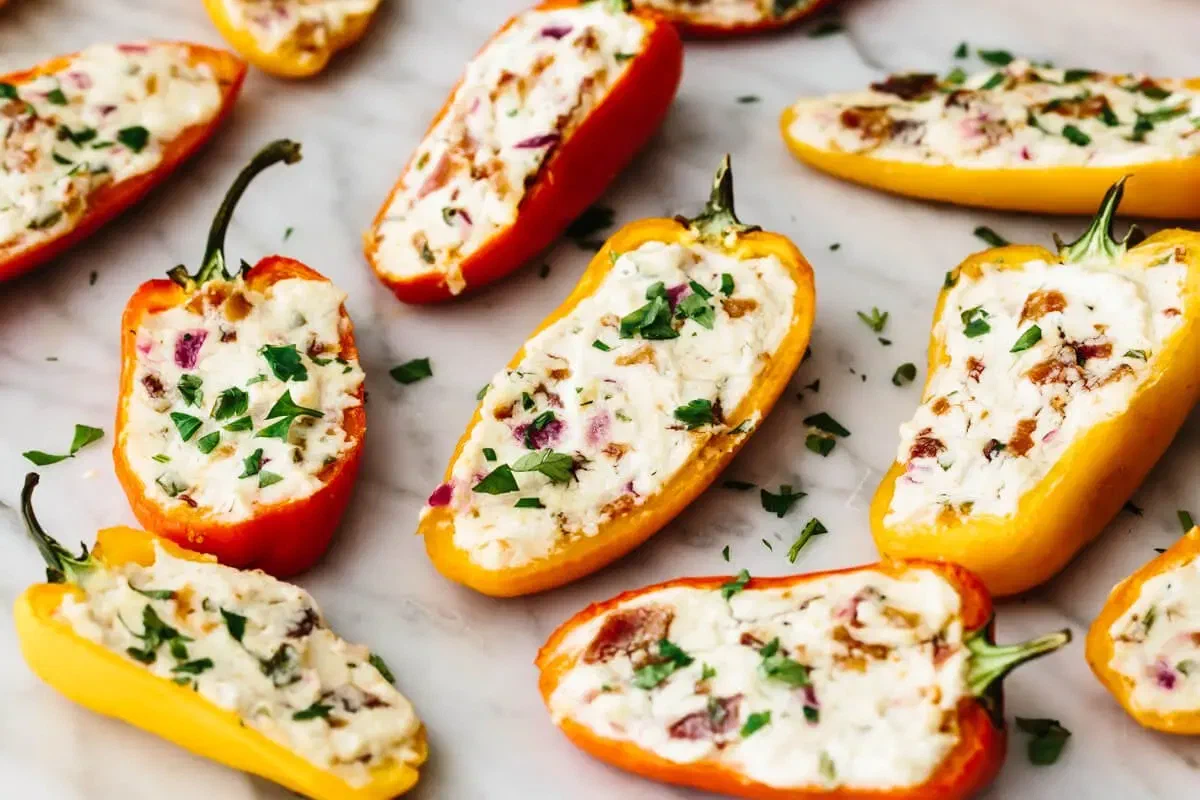 Bacon and Goat Cheese Stuffed Mini Peppers