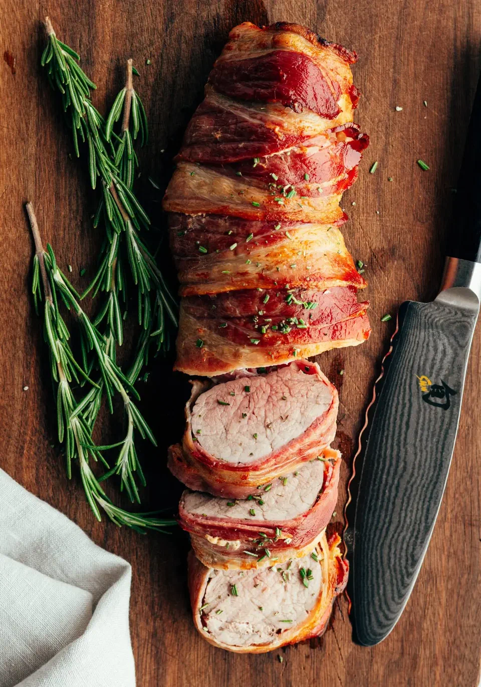 Bacon-Wrapped Pork Tenderloin with Herb Butter
