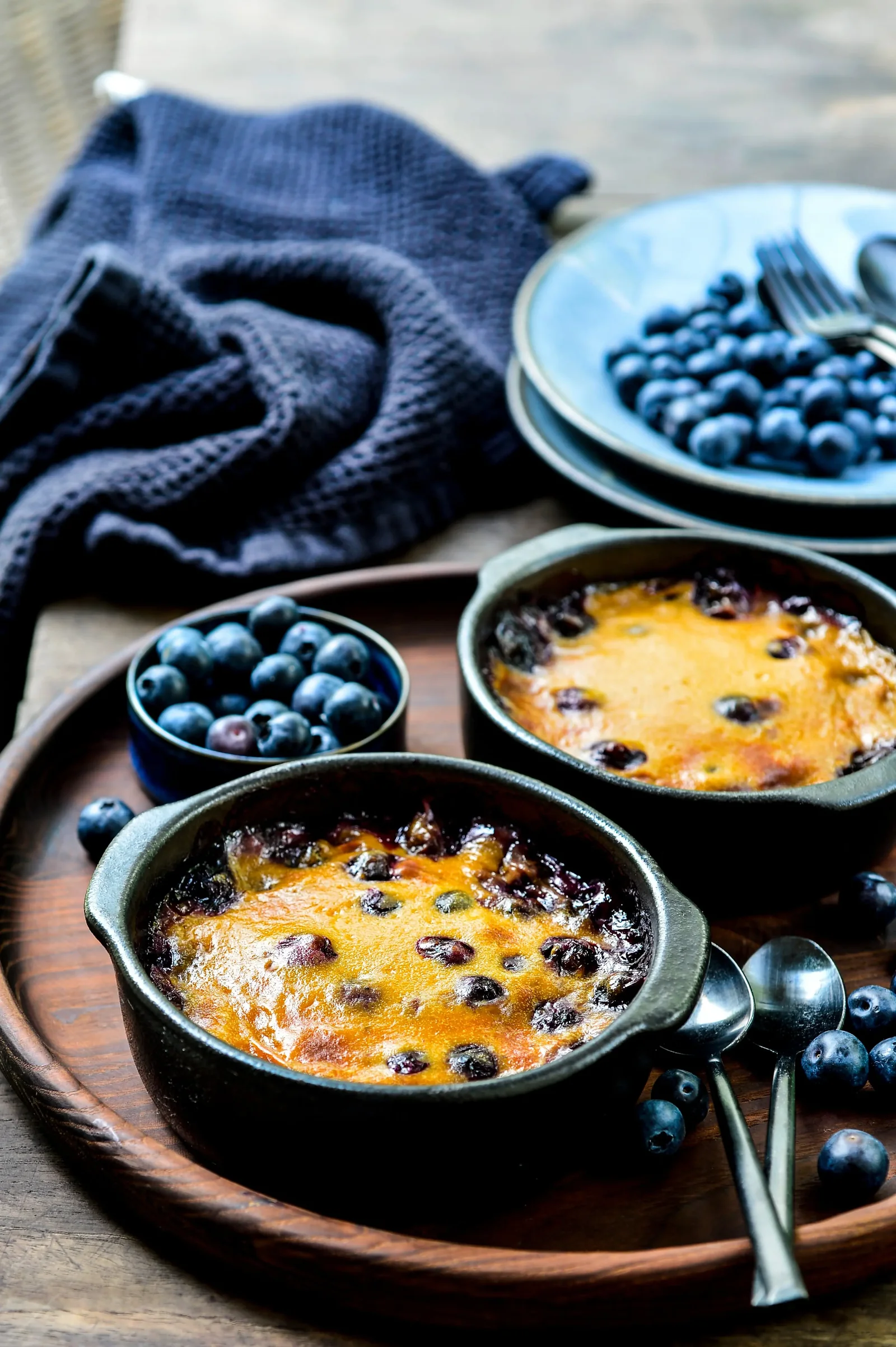 Baked Mascarpone Blueberry Custard