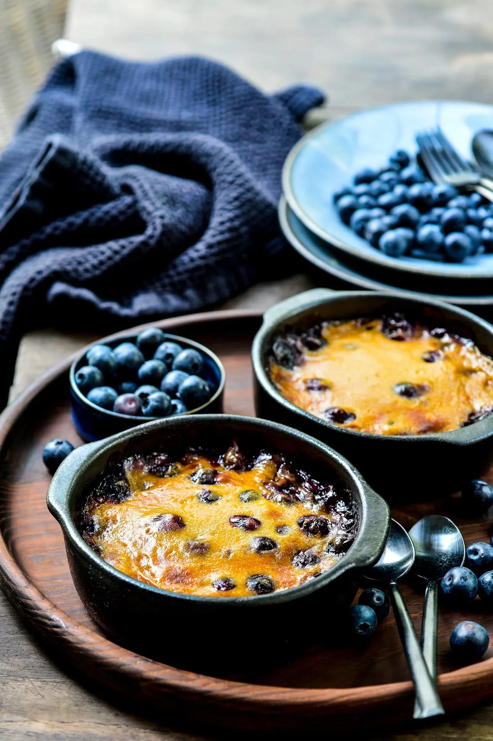 Baked Mascarpone Blueberry Custard