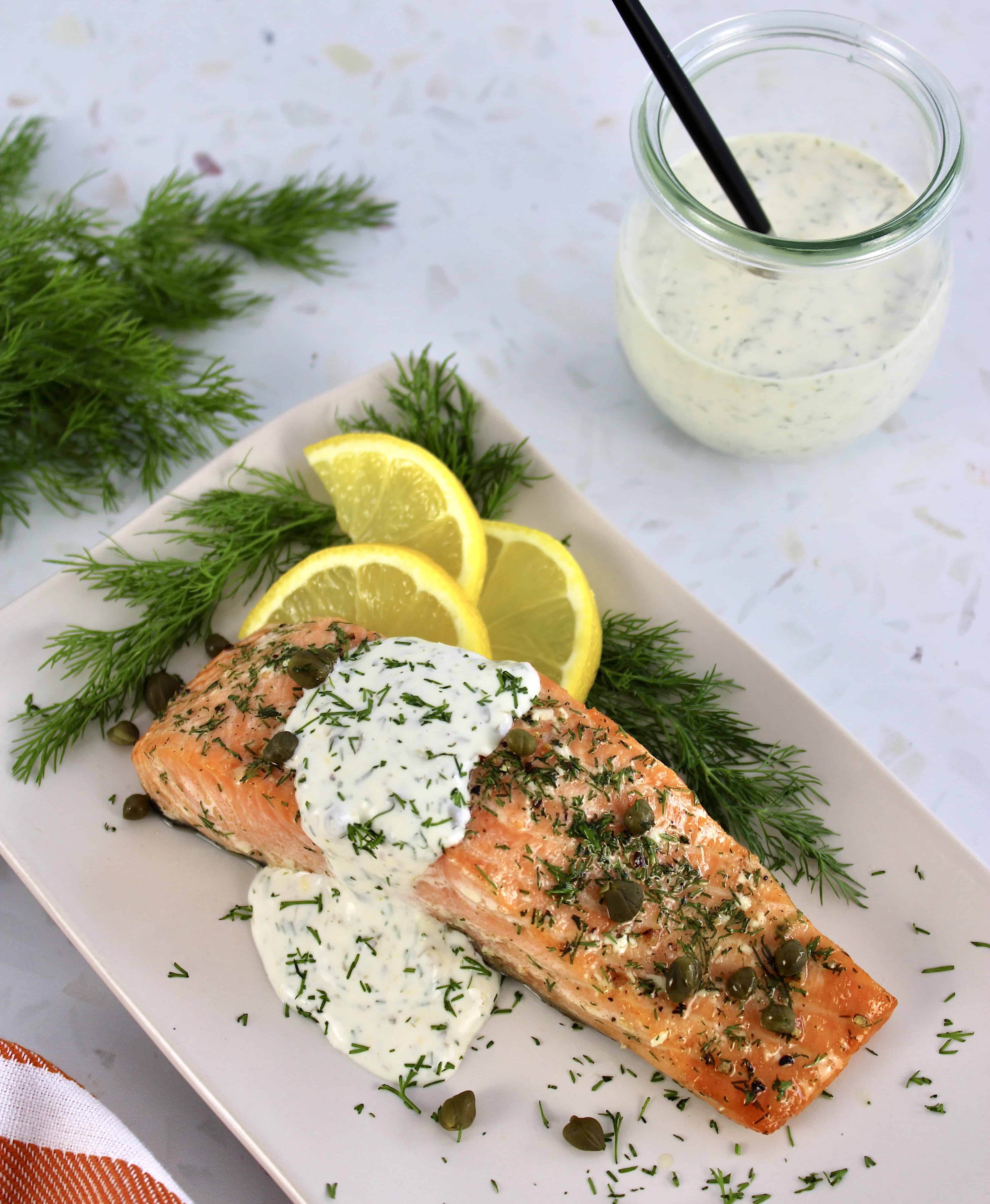 Baked Salmon with Dill Cream Sauce