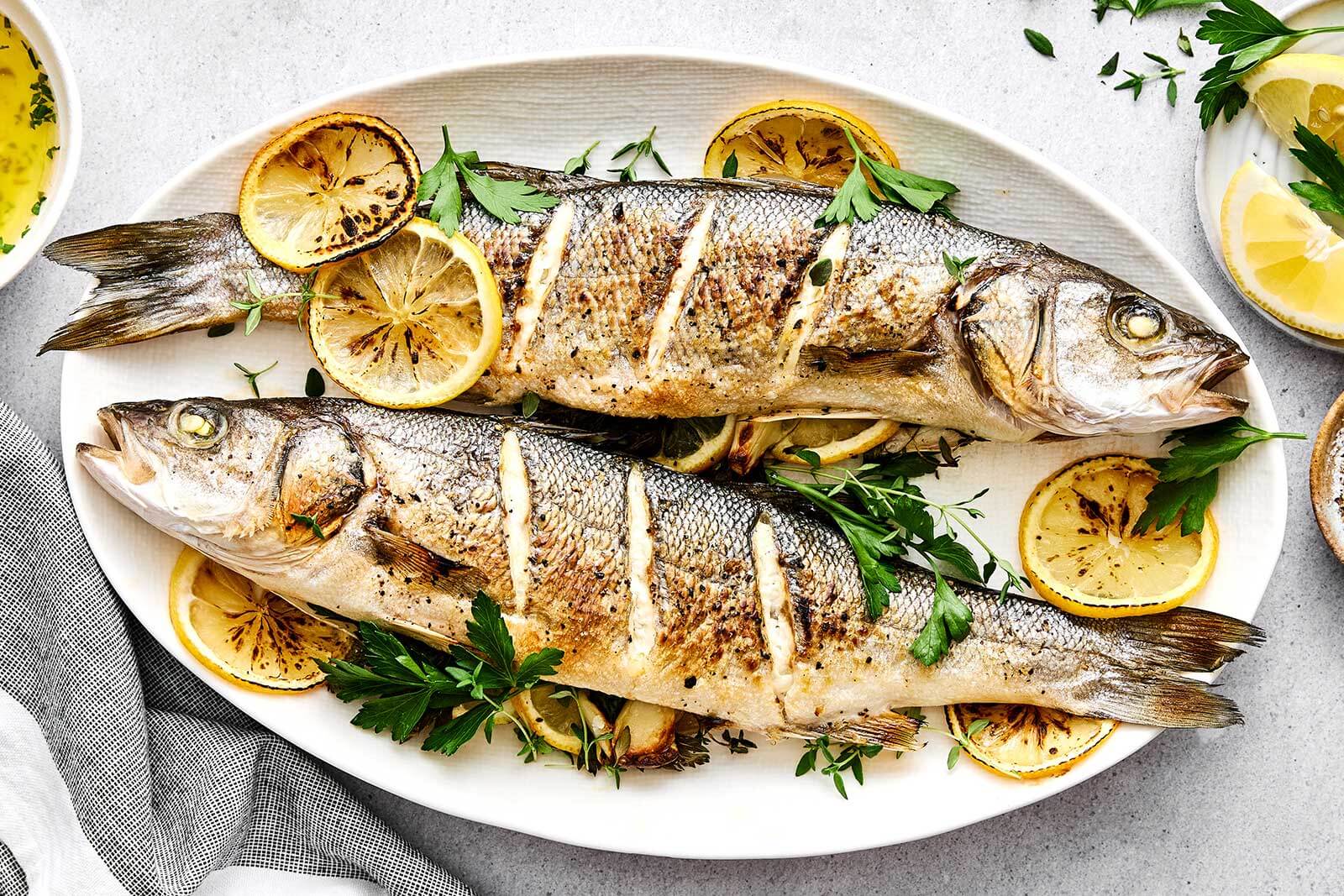 Baked Whole Branzino with Herbs and Lemon