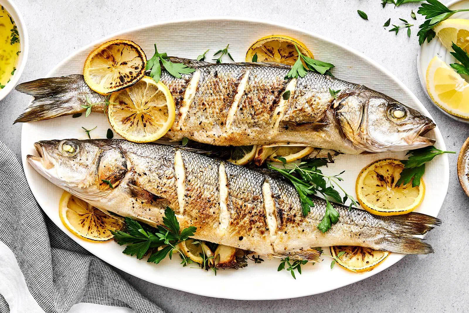 Baked Whole Branzino with Herbs and Lemon