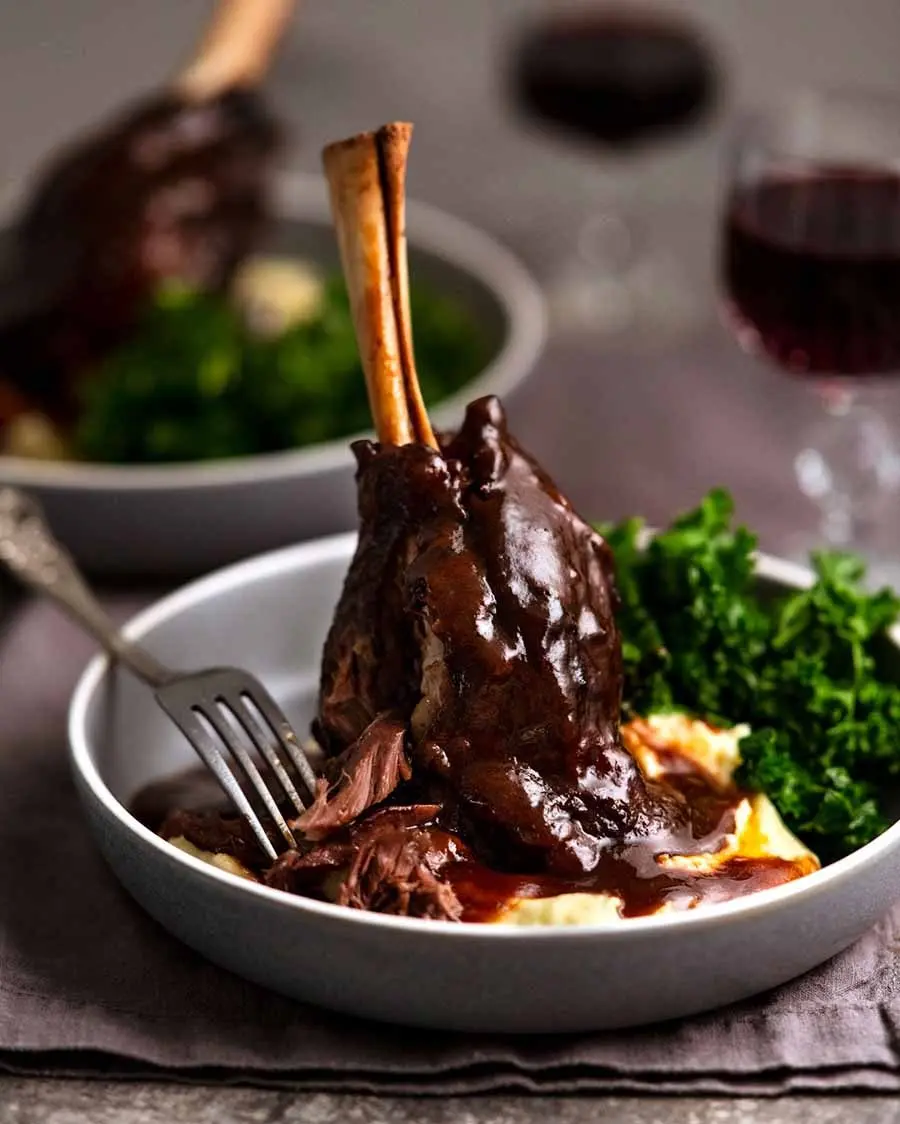 Braised Lamb Shanks with Red Wine and Rosemary