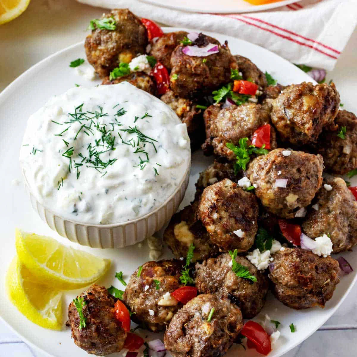 Greek Lamb Meatballs with Tzatziki