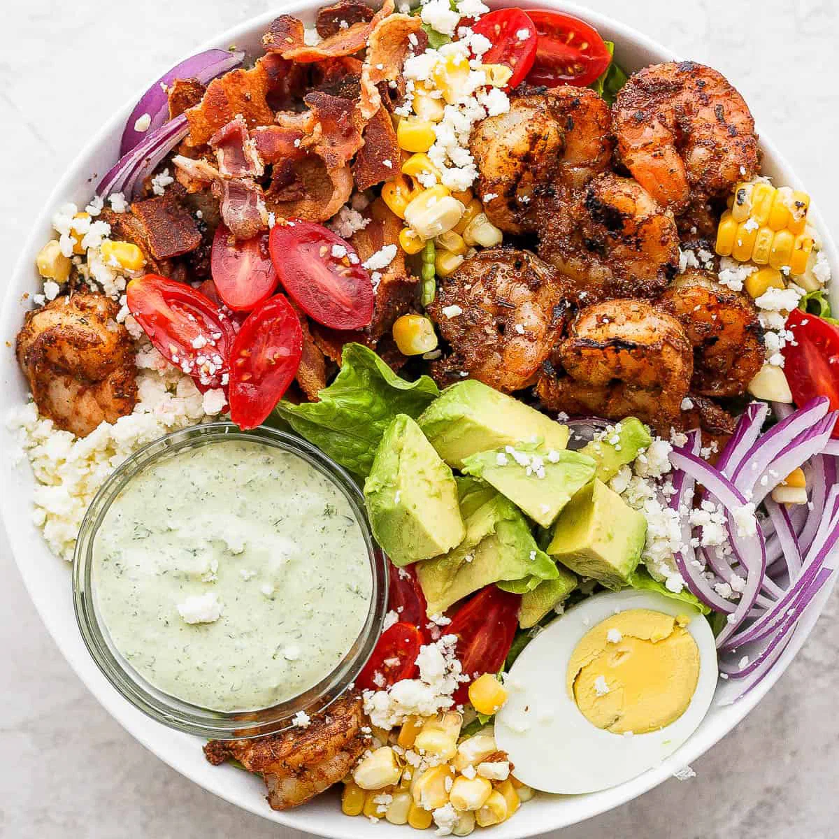 Green Goddess Salad with Grilled Shrimp