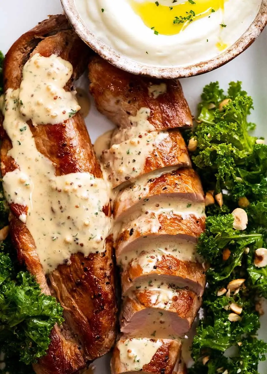 Grilled Pork Tenderloin with Mustard Cream Sauce