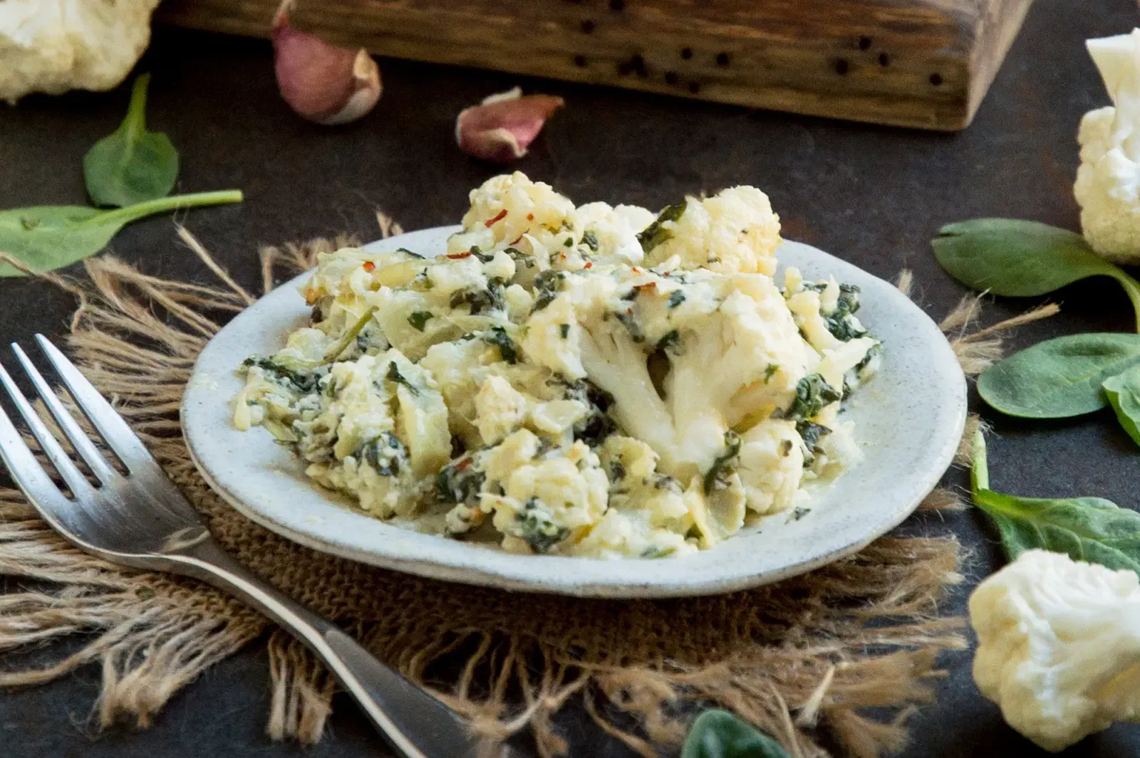 Keto Spinach Artichoke Cauliflower Casserole