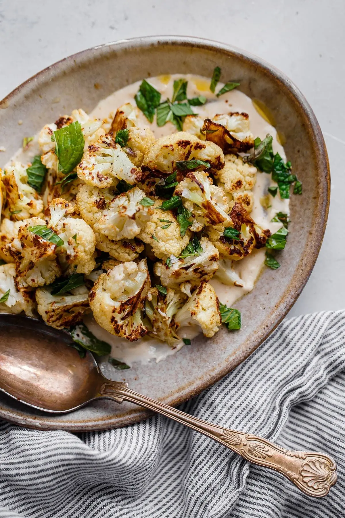 Lemon Tahini Roasted Cauliflower