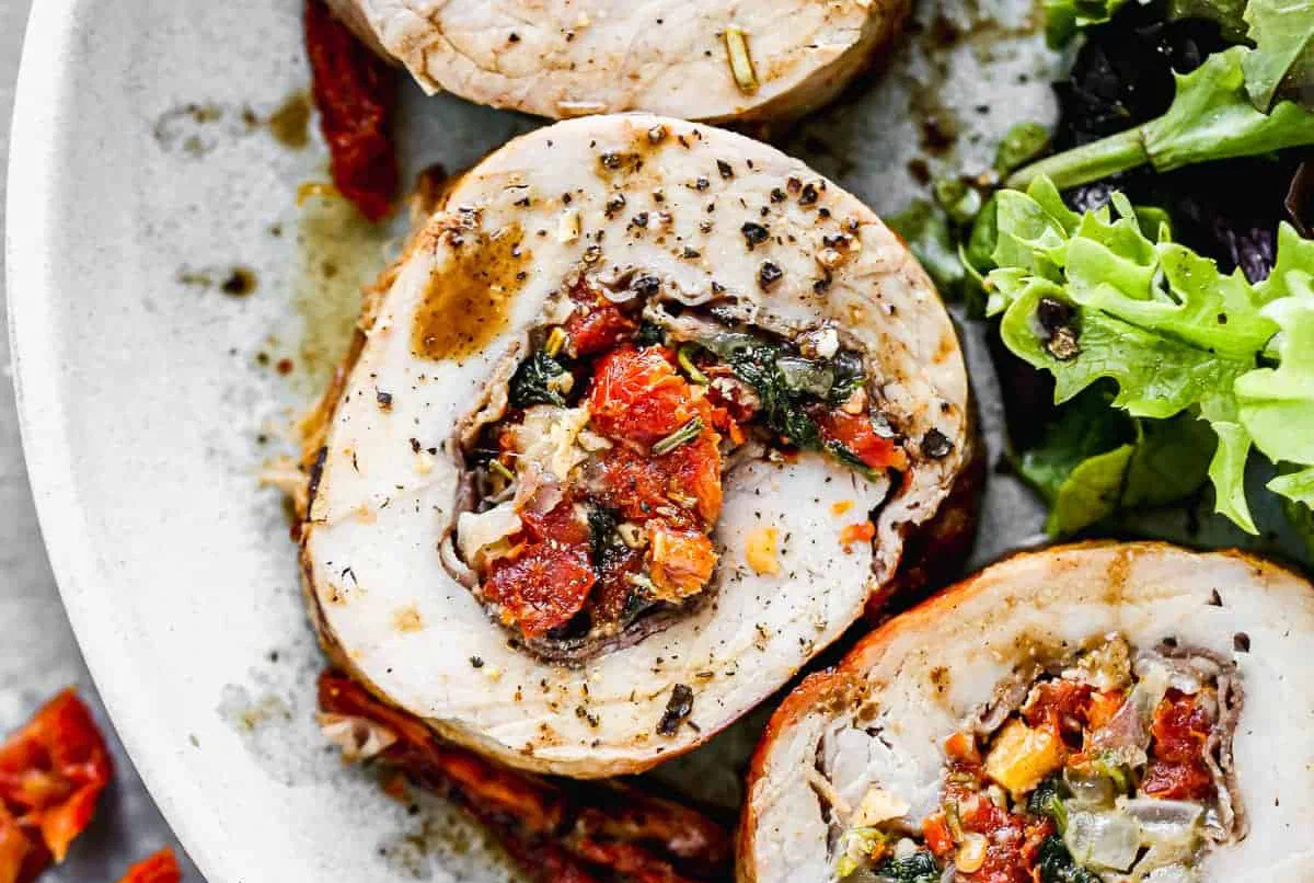Spinach and Sun-Dried Tomato Stuffed Pork Tenderloin