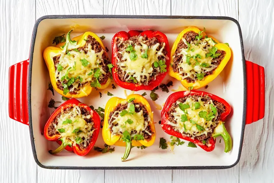 Stuffed Bell Peppers with Ground Beef and Cream Cheese